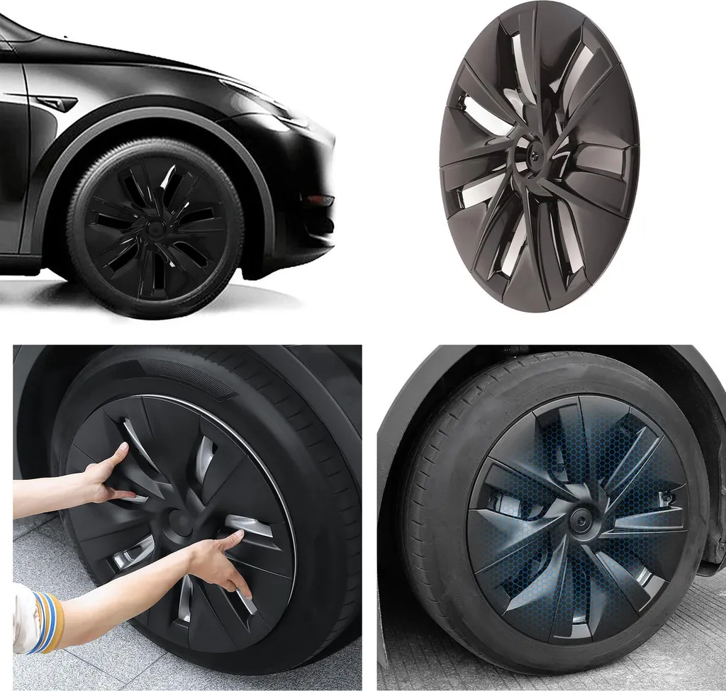 Kit 4 Enjoliveurs Tesla Model Y 19 Pouces pour Protection des Jantes