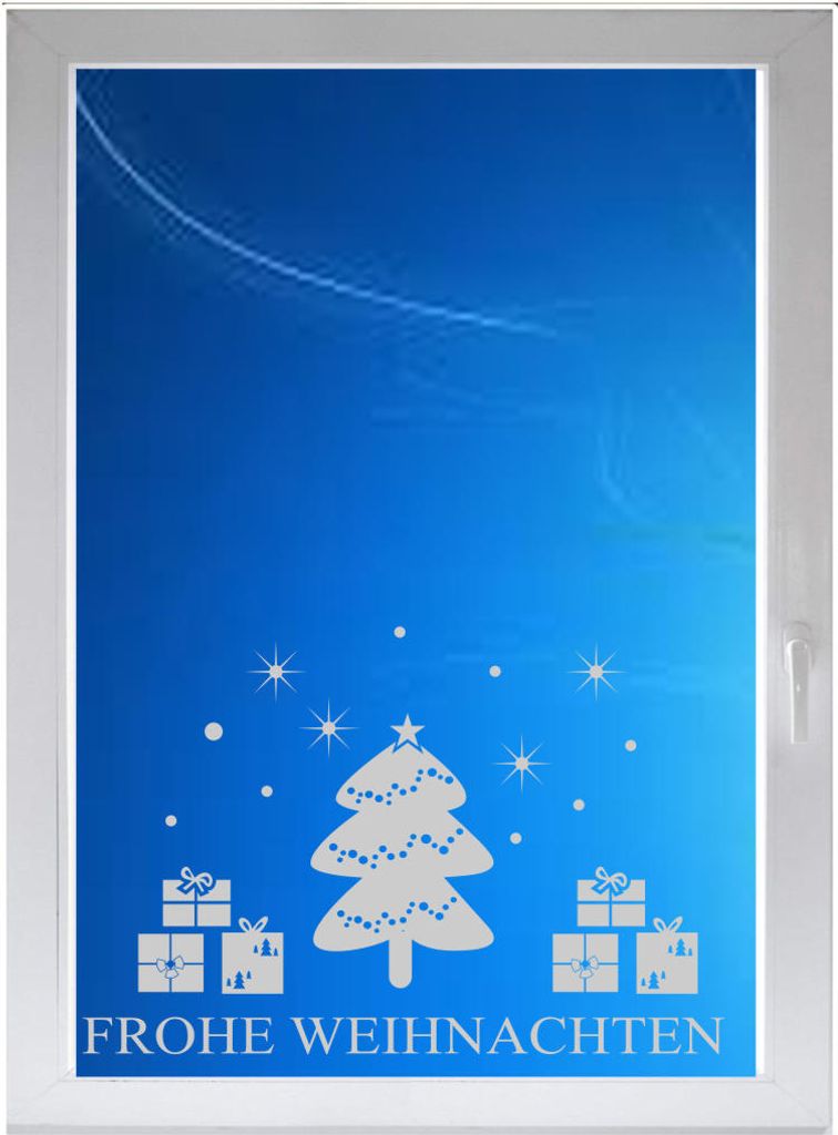 INDIGOS UG - Frohe Weihnachten - Farbe: silberfein satiniert - 60x40 cm - Sichtschutzfolie - Fensterfolie - Glasdekorfolie - für die Küche, Frohe...