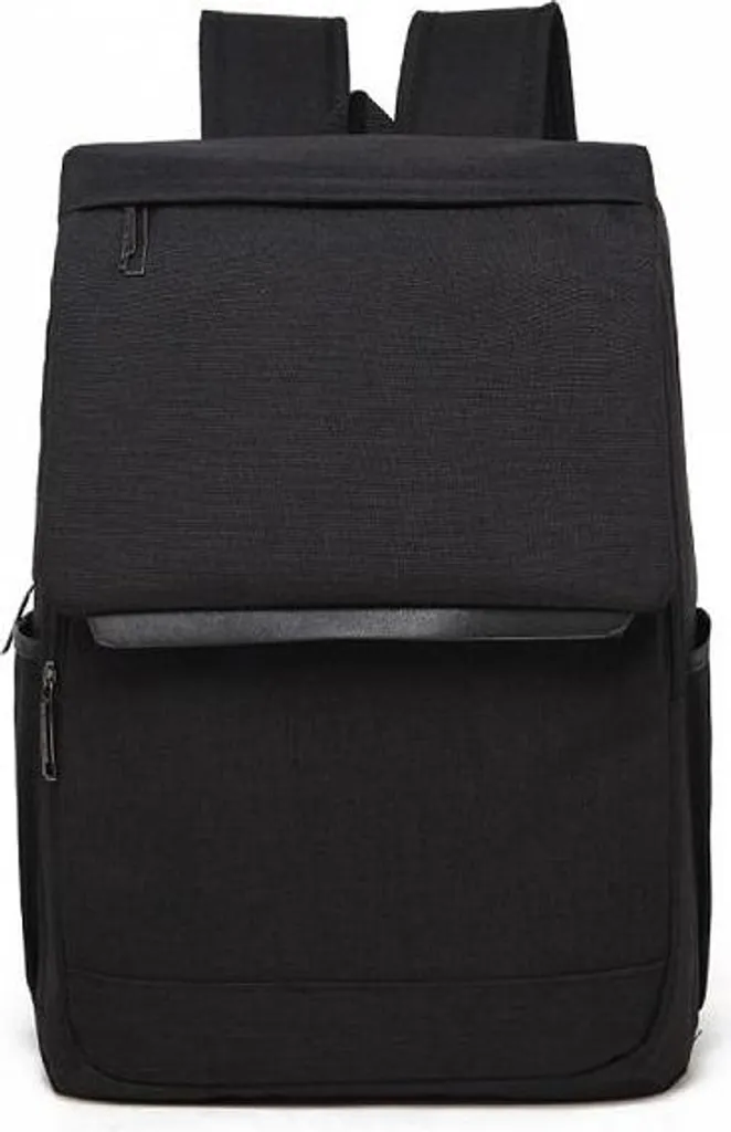 Sac à dos urbain en toile noir et rabat protecteur pour ordinateur 14"