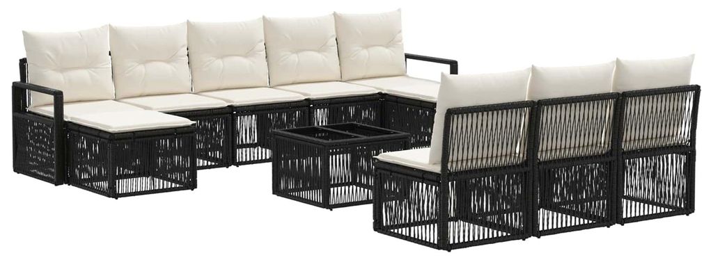 Gartensofa-set 11 pcs Schwarz Poly-Rattan