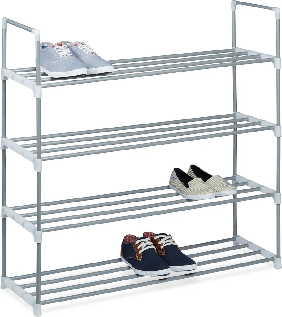Étagère à chaussures métal gain de place 4 niveaux lot de 3 anti-désordre