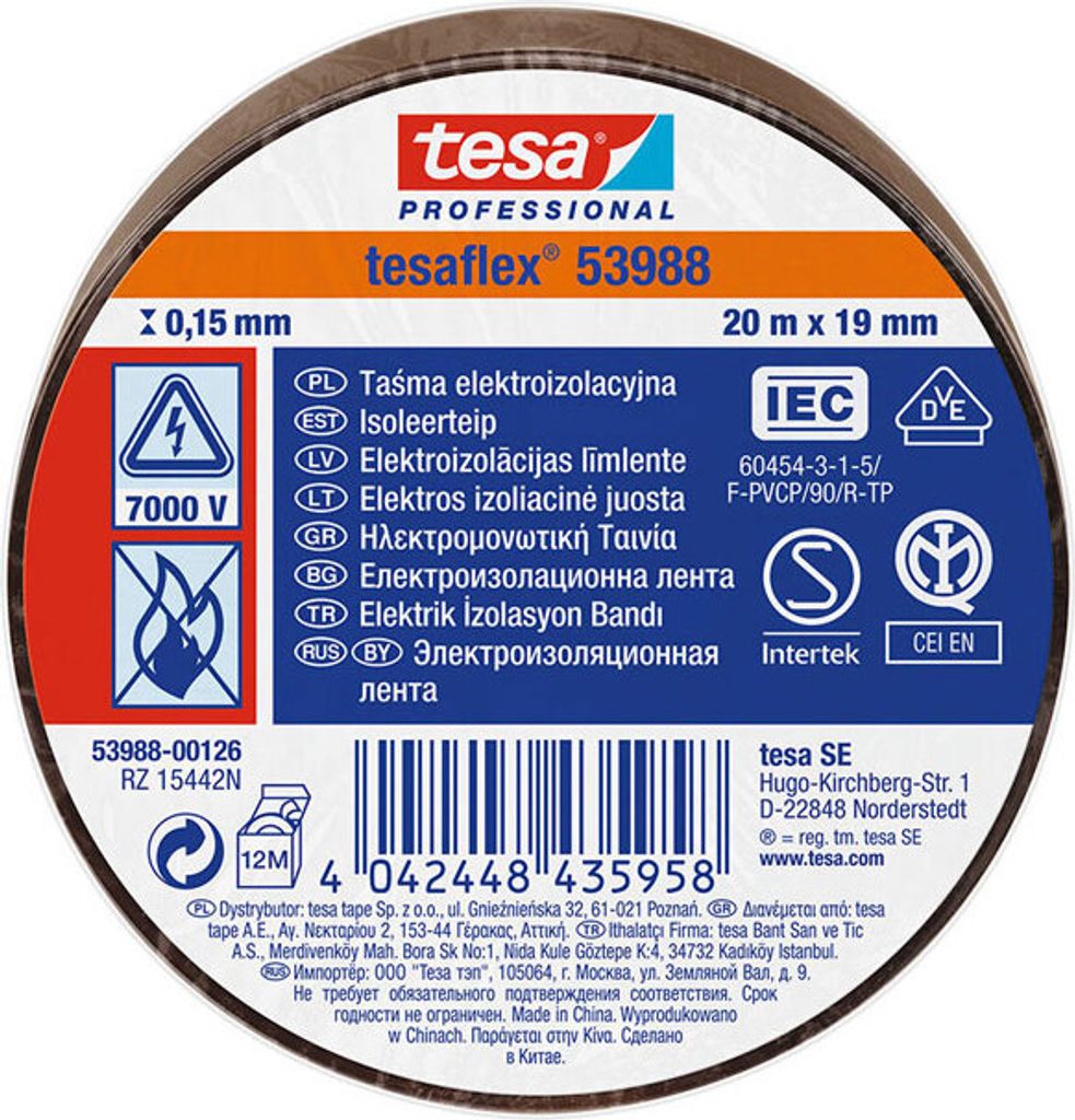 tesa 53988-00121-00 Isolierband Professional Braun (L x B) 20 m x 19 mm 1 St