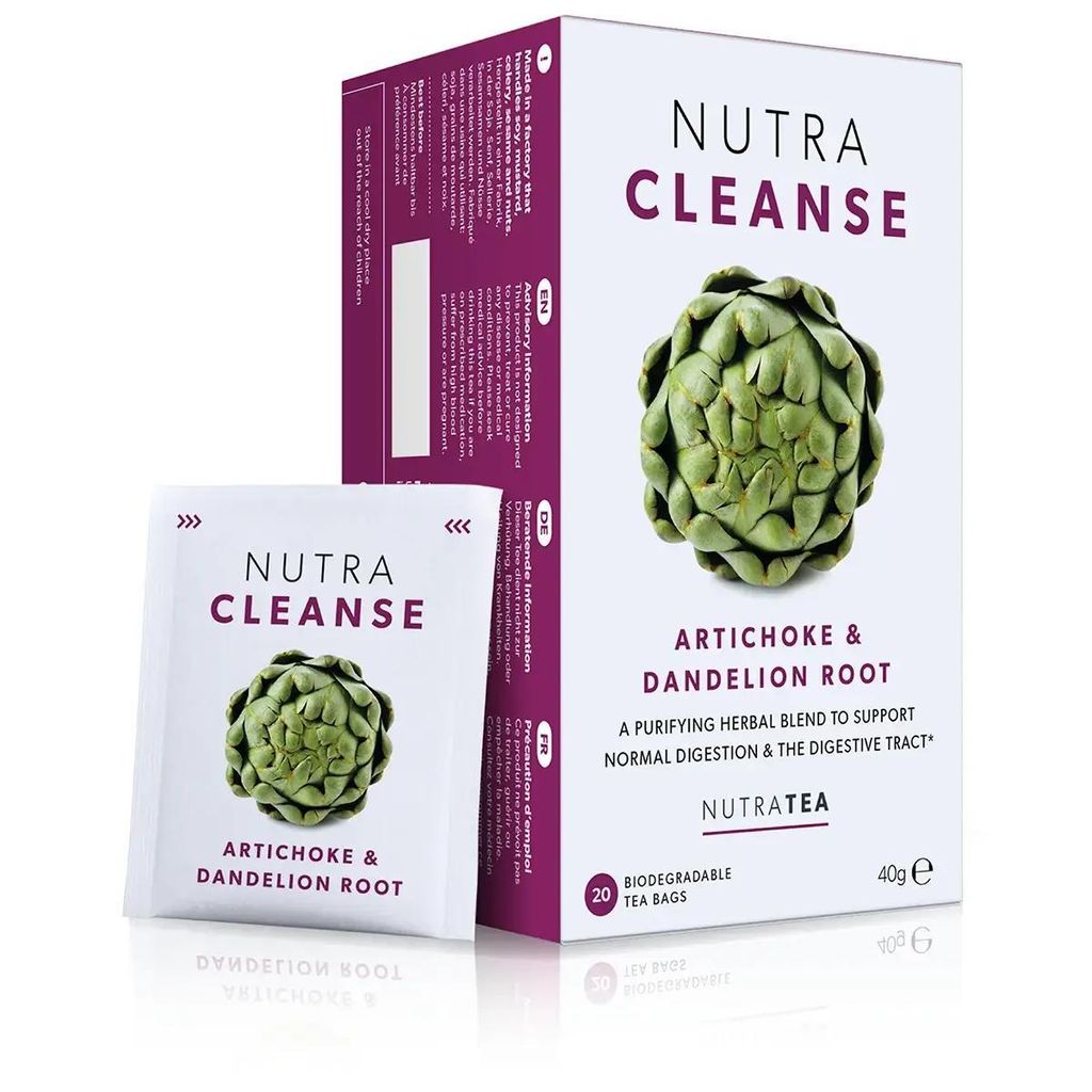 Nutra Tea Nutra Cleanse Kräutertee mit Artischocke & Löwenzahnwurzel – 20 Biologisch Abbaubare Teebeutel | 40 g