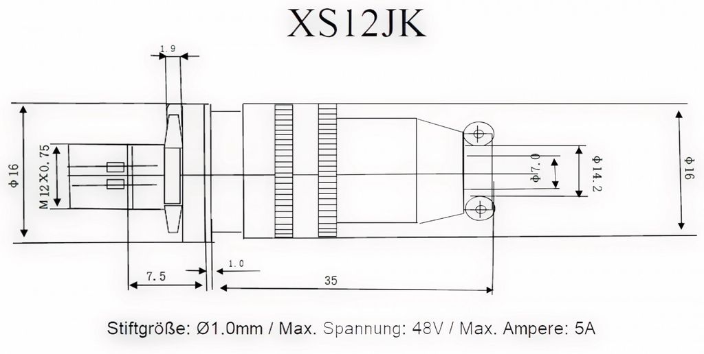 Schraubverschluss Hochstrom Steckverbinder-Set 4-polig Ø 16 mm