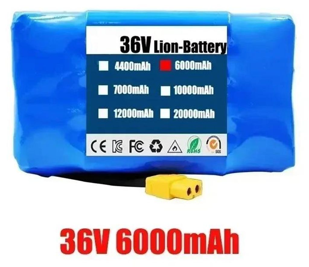 36V Lithium-Ionen-Akku - 6000mAh 10S2P Akku-Pack - Wiederaufladbar - Für Hoverboard, Self-Balancing Scooter & Einrad