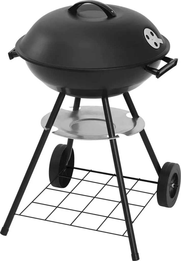 Barbecue au charbon de bois sphérique noir 44x73 cm avec roues mobiles