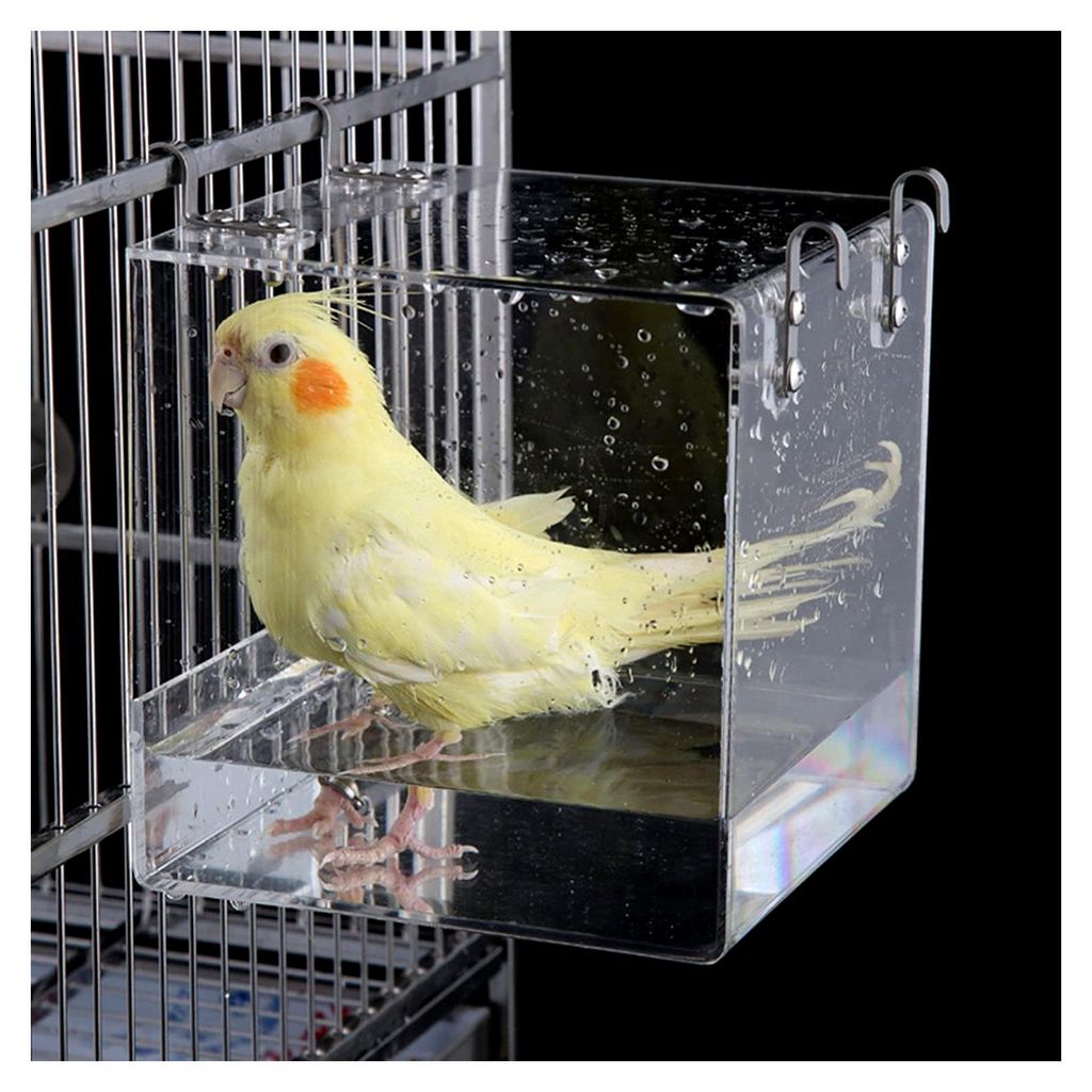 hängende Vogelbadewanne Würfel Badebox Schüssel Käfigzubehör für kleine Vögel