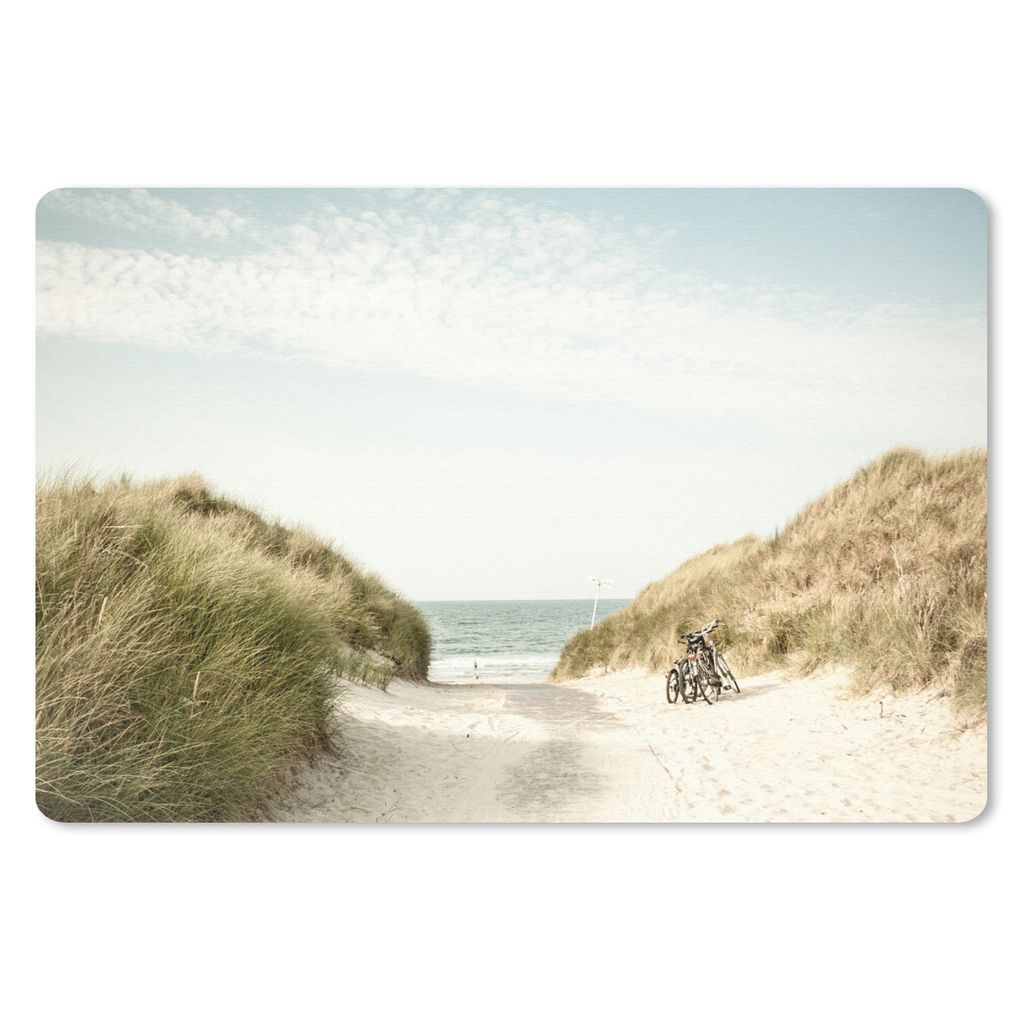 MuchoWow Schreibtischunterlage Strand - Düne - Fahrrad 60x40 cm - XXL Mauspad - Großes Mauspad