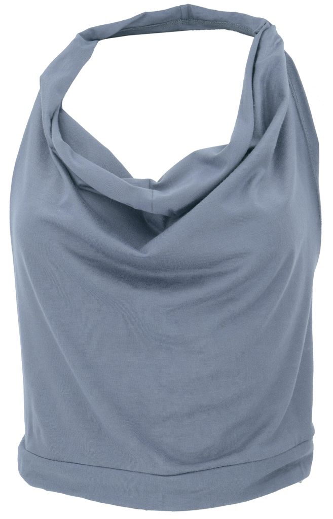 Neckholder Top, Rückenfreies Goa Psytrance - Taubenblau, Damen, Elasthan,Viskose, Tops & T-Shirts