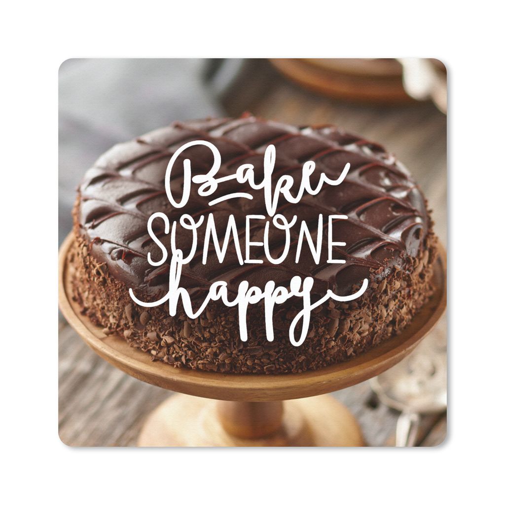 MuchoWow Mauspad Mousepad Backe jemanden glücklich' - Sprichwörter - Zitate 20x20 cm - Mousepads - Maus Mat - Pad - Mausunterlage - Desk Mat - ...