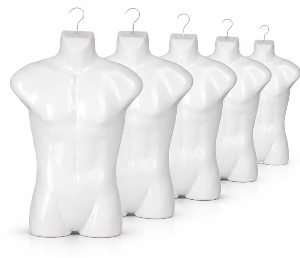 5 x Torso männlich 78 cm – Herrentorso Kunststoff Weiß Produktbild 