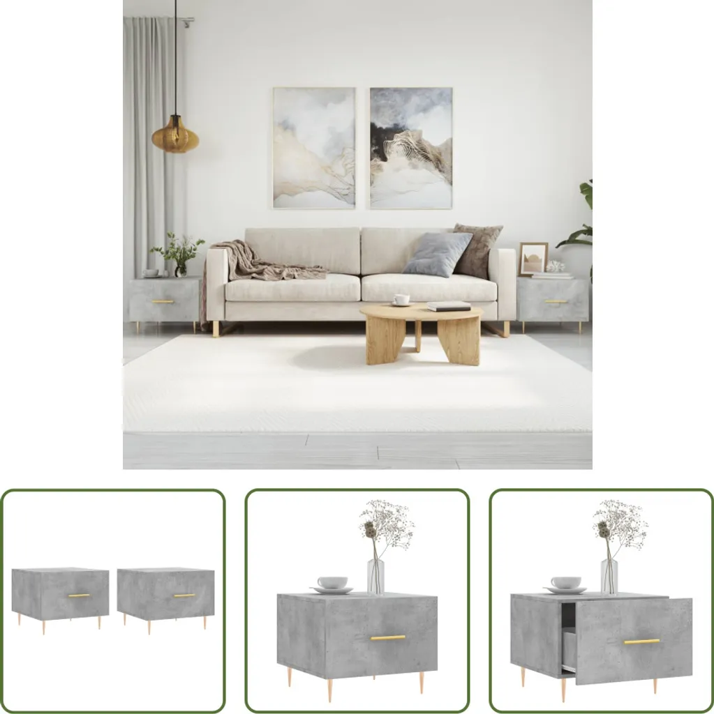 Tavolini Design Grigio Cemento 50x50 - Set 2 pz The Living Store