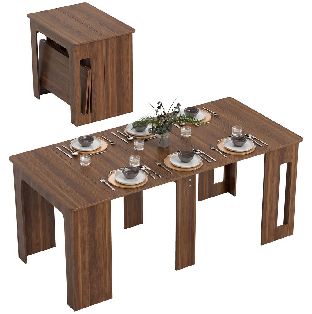HOMCOM Table à manger pliante et extensible, table de Image du produit 