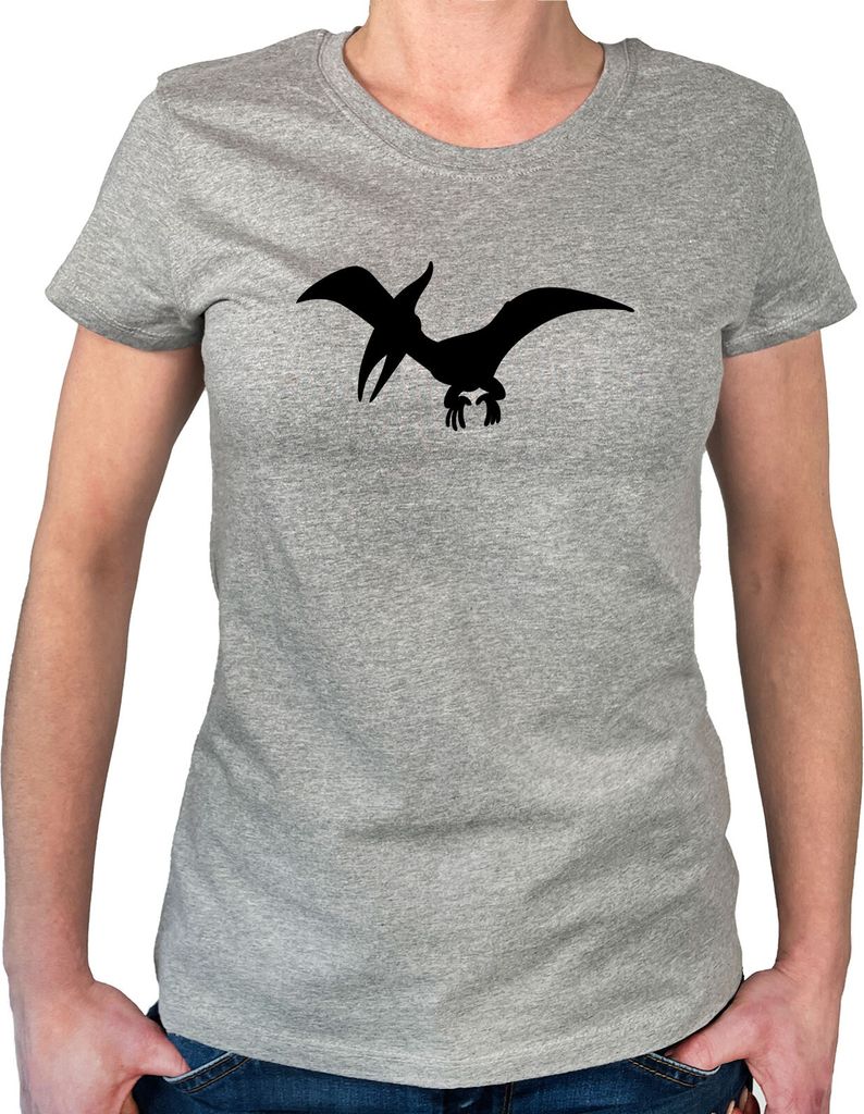Huuraa Damen T-Shirt Pteranodon Dinosaurier S Sport Grey Bio Baumwolle Fairtrade Damenshirt Geschenkidee