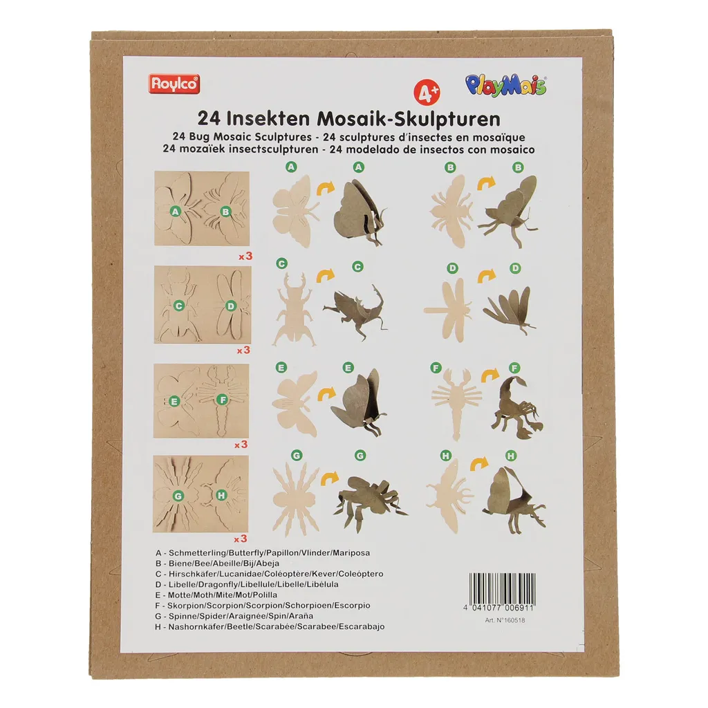 Jeu de Construction Naturel PlayMais Mosaic 3D - Figurines Insectes 24u