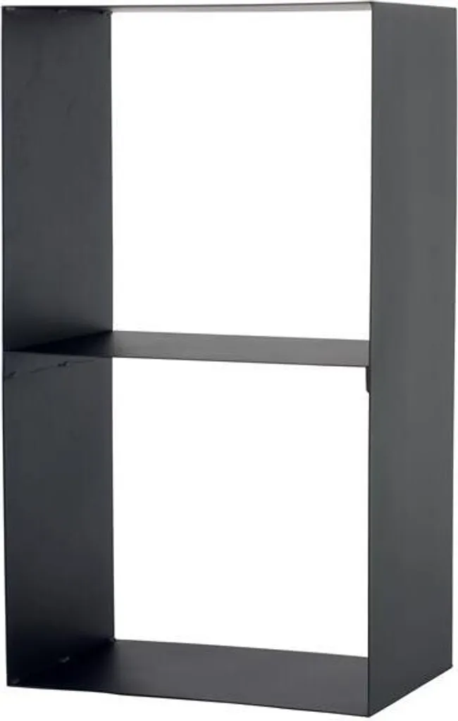 Range bûches 2 niveaux CASEY acier robuste noir mat format 45x30x80cm