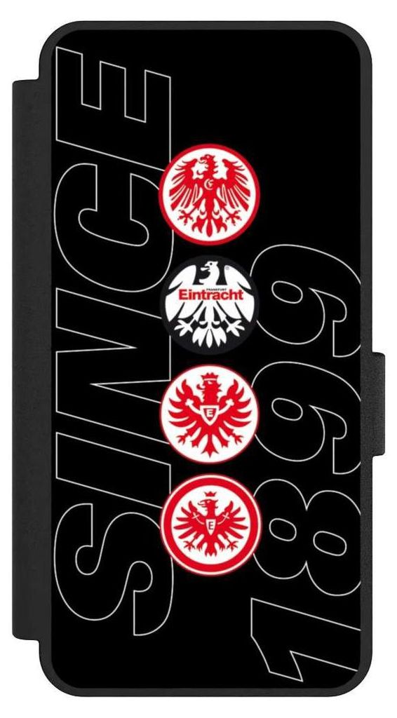 NIVOCASE Klapphülle für Samsung Galaxy S25 Edge Handyhülle aus Kunst Leder NIVOflip schwarz Adler Eintracht Frankfurt Logo