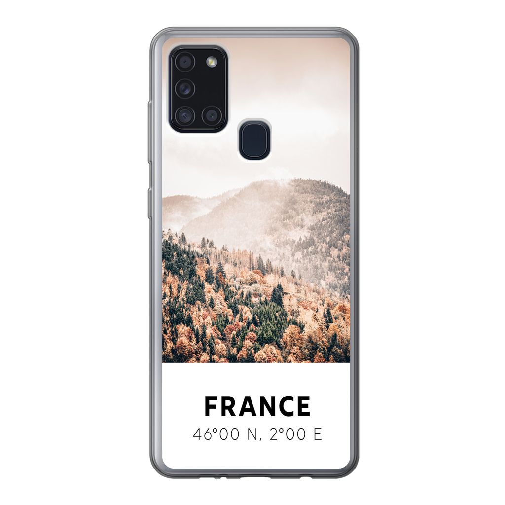 MuchoWow Handyhülle Schutzhülle Hülle für Samsung Galaxy A21s Frankreich - Herbst - Mons Silikon Softcase Handy Hülle - Hartschale