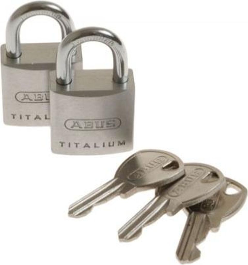 ABUS TITALIUM TWINS Vorhängeschlösser (2 Stk.) 20 mm Schlüssel, 3 Schlüssel (727TI/20)