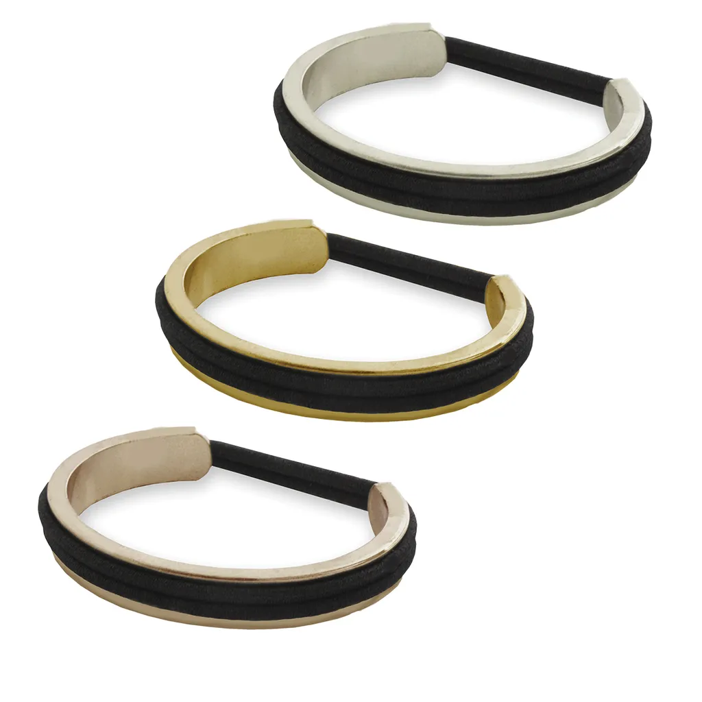 Bracelet Secret avec élastique cheveux intégré - Bijou 2-en-1 Noir
