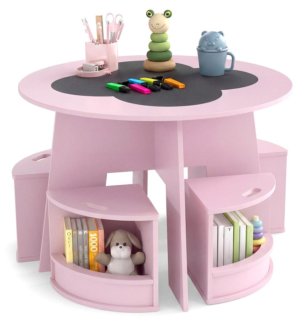 COSTWAY Kindertisch und Stuhl Set, 5 teilige Produktbild 