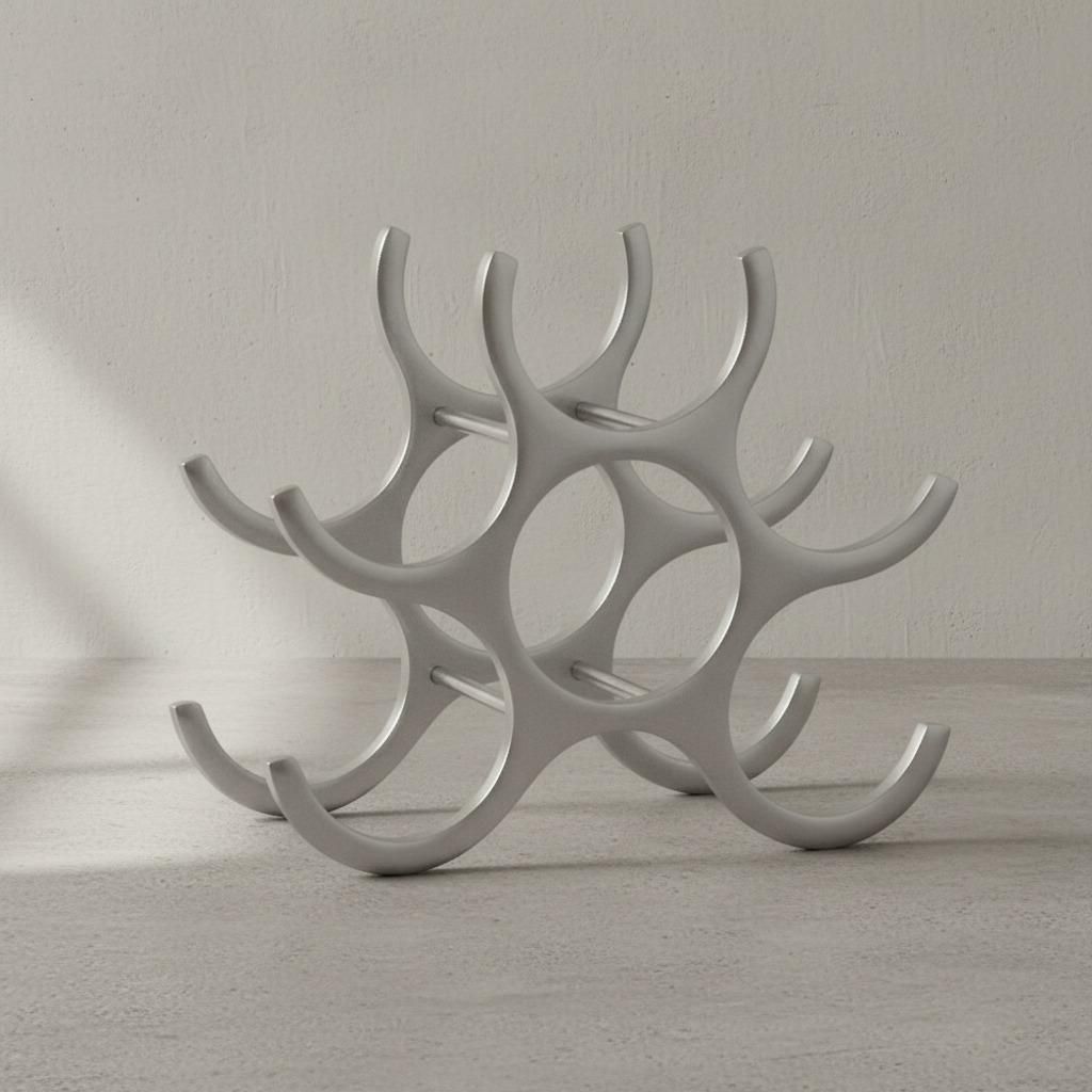 Platzsparendes Aluminium Weinregal für 6 Flaschen, Elegantes Design. 29x14x24 cm | Kadima Design