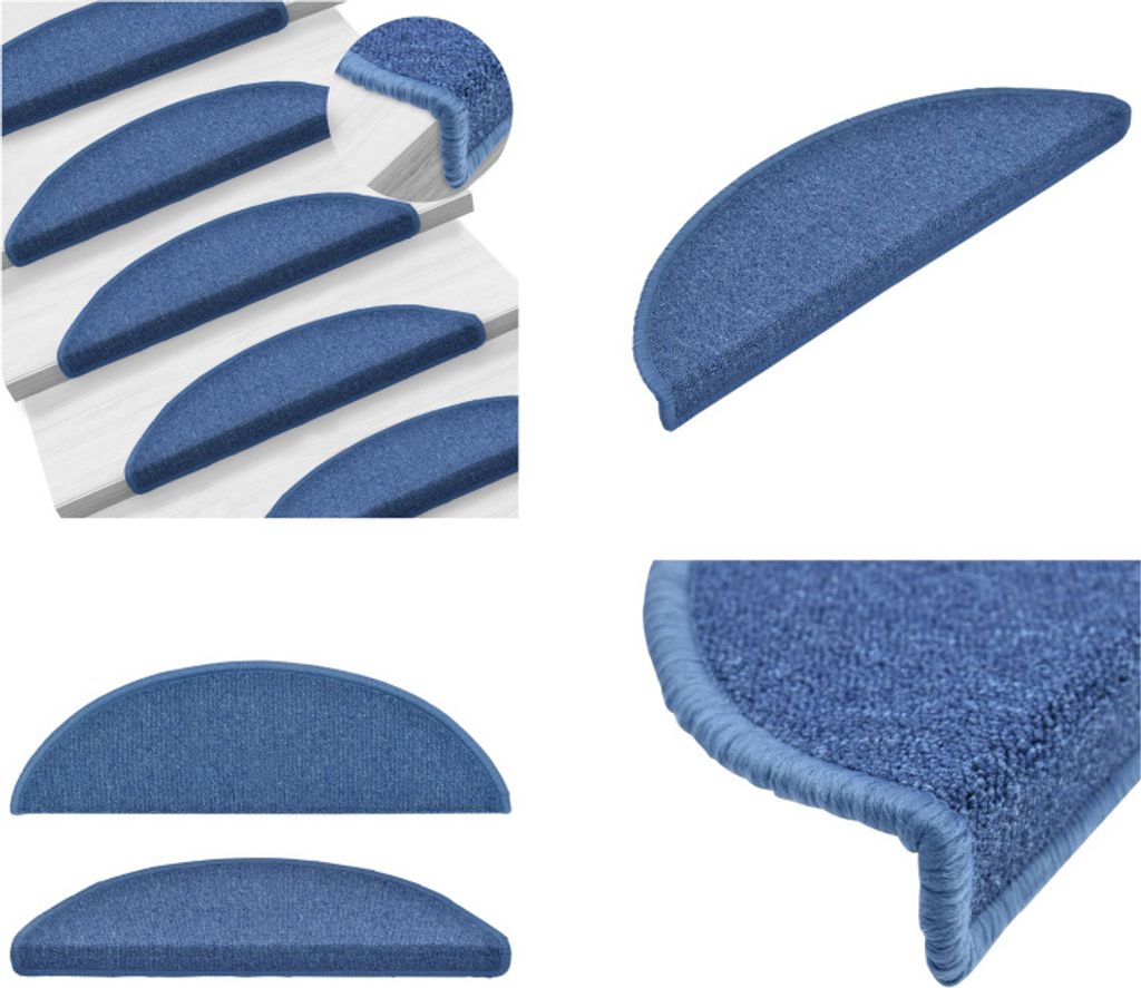 vidaXL 15 Stk. Treppenmatten Blau 56 x 17 x 3 cm - Treppenmatte - Treppenmatten - Stufenmatte - Stufenmatten