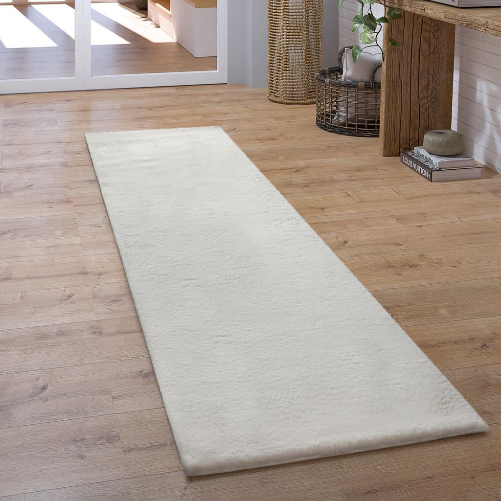 Hochflor Teppich Läufer Flur Schlafzimmer Shaggy Flauschig Produktbild 