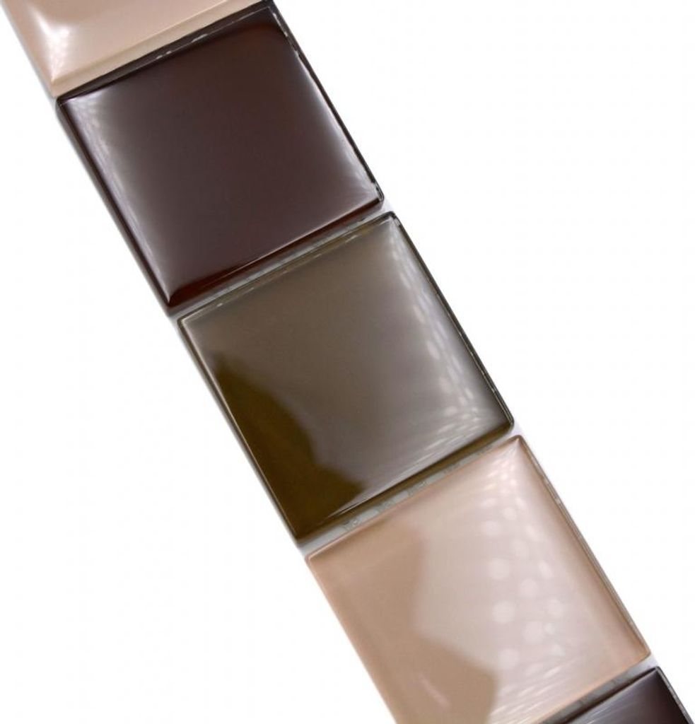 Glasmosaik Mosaikfliesen Glasbordüre beige braun glänzend Wand Küche Bad Dusche MOS92-BO19482_f