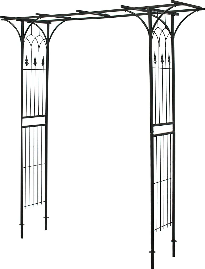 Wiltec Arche de Roses en Acier Noir 205x50x208cm - Treillis de Jardin