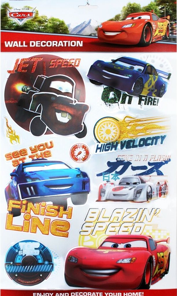 Disney 3D Wandtattoo Kinderzimmer Dekoration Wandsticker Wandaufkleber Cars