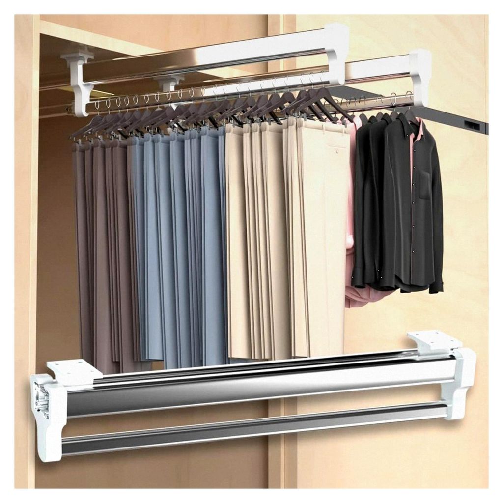 Ausziehbare Kleiderstange, Verstellbarer Kleiderbügel, Hosenbügel für Schrank, Auszug aus Edelstahl, 400 mm