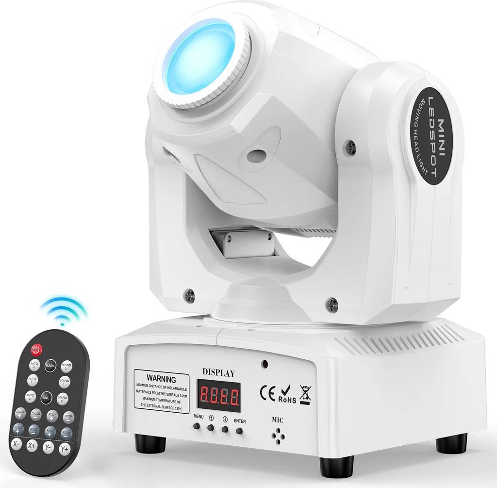 LED Moving Head Scheinwerfer - 60W - DMX512 9/11 Kanäle - 7 Farben + Weiß - 7 Gobos + Weiß - Auto/Sound/Master-Slave - Warmweiß