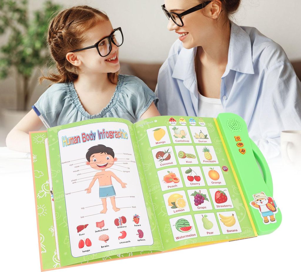 Englisch-Soundbuch für Kinder, 11 Lernthemen, klare Bilder, interaktives elektronisches Lernen für Kinder, Grün