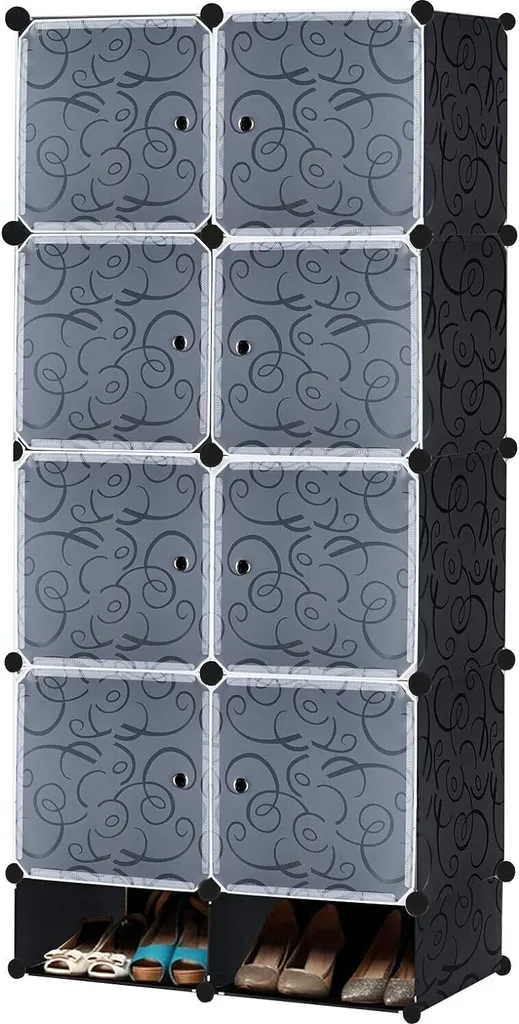 Armoire penderie plastique anti-poussière 8 cubes et range-chaussures