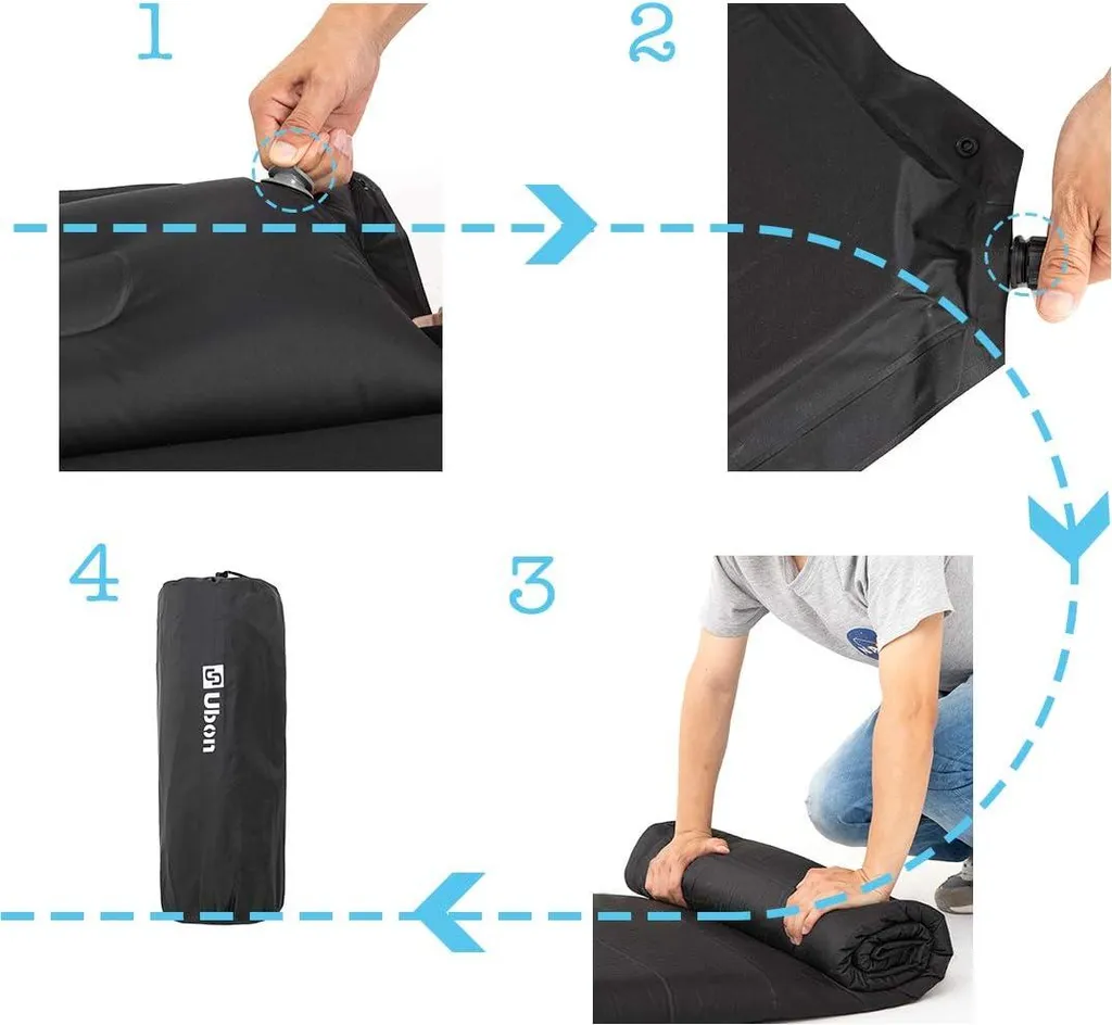 Matelas camping autogonflant double 2 personnes 190x130cm avec oreiller