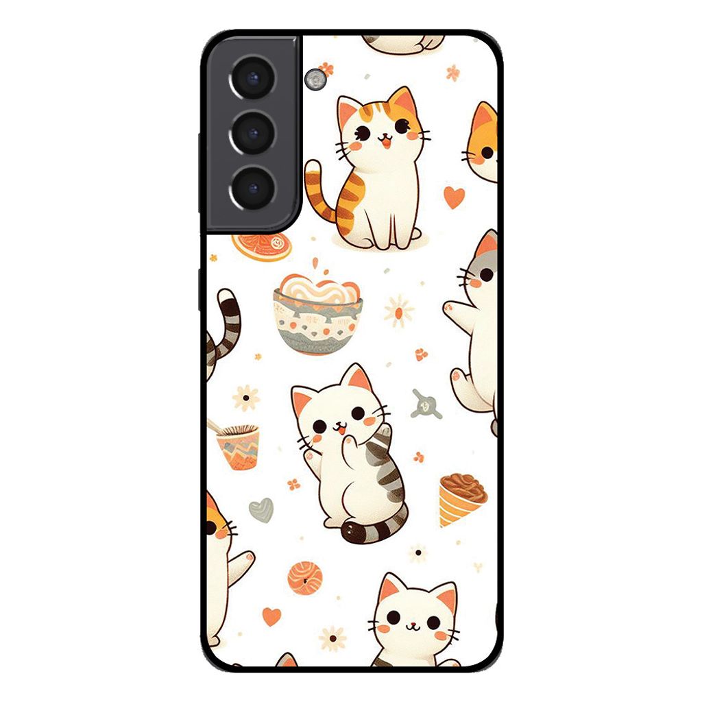 Smartphonica Handytasche für Samsung Galaxy S21 mit Katzendruck - TPU Rückseite Abdeckung Fall Katzen Design