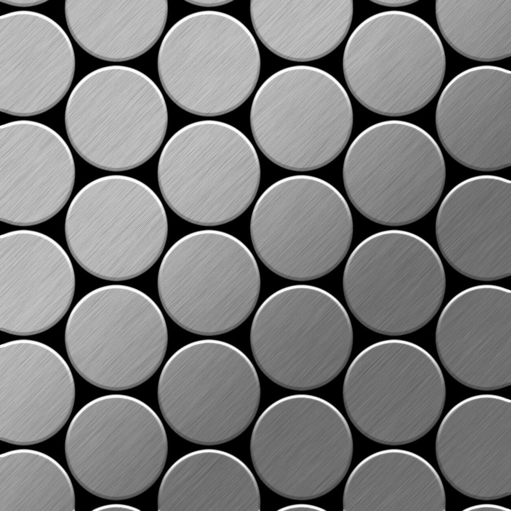 Mosaik Fliese massiv Metall Edelstahl marine gebürstet grau Medallion-S-S-MB