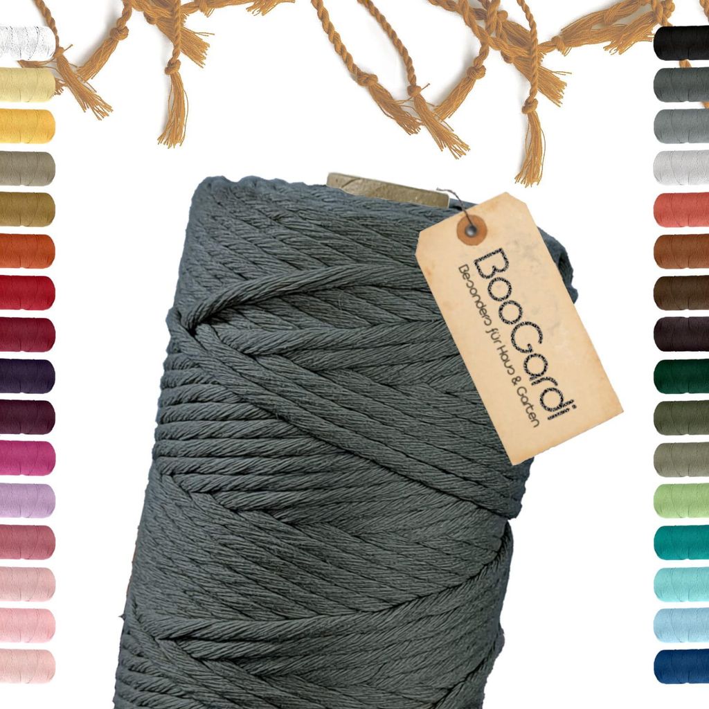 Makramee Garn · Dunkelgrau 5mm x 100m · 3mm oder 5mm · Produktbild 