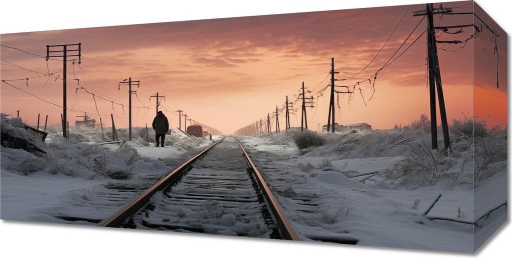 Bild 40x20cm Reisender Winterdämmerung