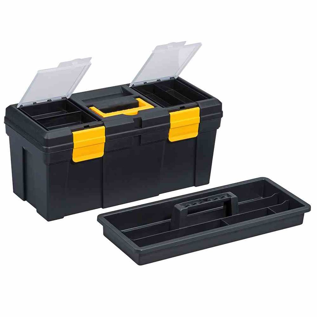 Ironside 100-438 Werkzeugkasten Kunststoff 400 x 220 x 198 mm, schwarz/gelb