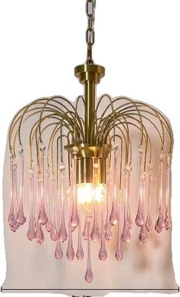 Kronleuchter, Elegantes Design, Verstellbare Kette, Helle Beleuchtung, Rosa Kristall-43cm, 3-Farben Licht, Kupferbeschichtet