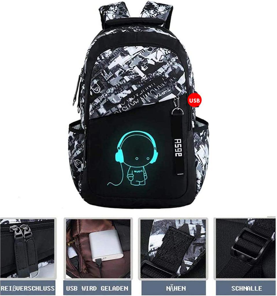 Schulrucksack Jungen Teenager Nylon Groß Schultaschen Produktbild 3