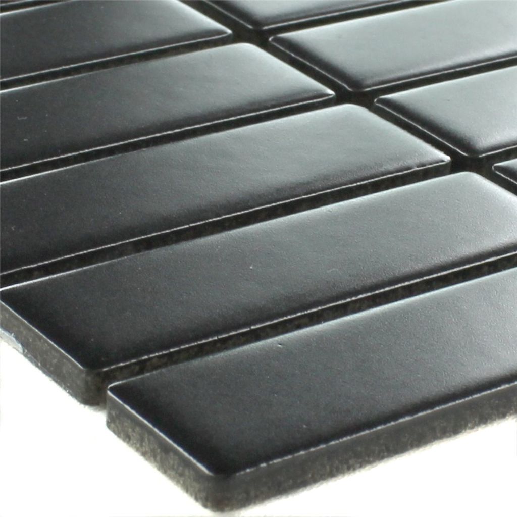 Keramik Mosaikfliesen Parma Schwarz Stäbchen Matt Produktbild 