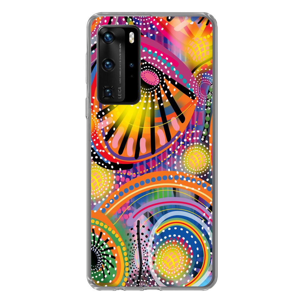 MuchoWow Handyhülle Schutzhülle Hülle für Huawei P40 Pro Formen - Kunst - Muster - Psychedelisch Silikon Softcase Handy Hülle - Schutz