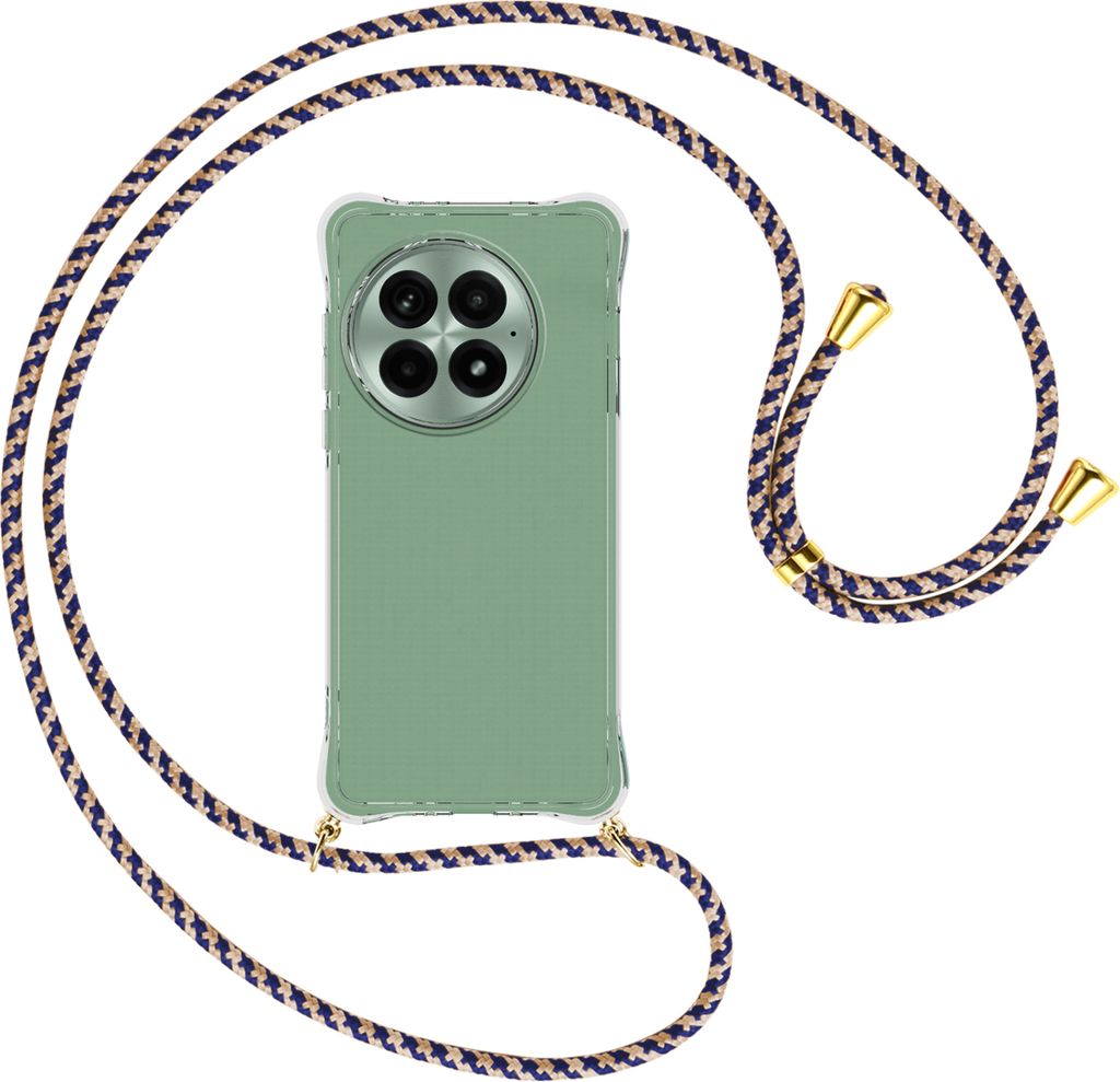 Handykette Backcover-Schutzhülle mit Band (Metall goldfarben) für OnePlus 13 5G/1+13 5G - blau+beige