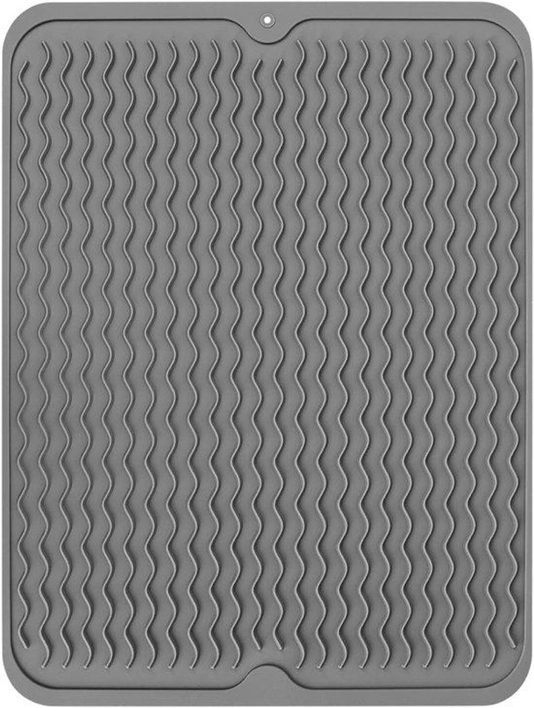 Silikon-Küchen-Teppich 40 x 30 cm - Antirutsch Küchen-Abtropfbahn - Servietten und Früchte trocknen - mit Aufnahme-Unterteller - Kaffeefreundlic...
