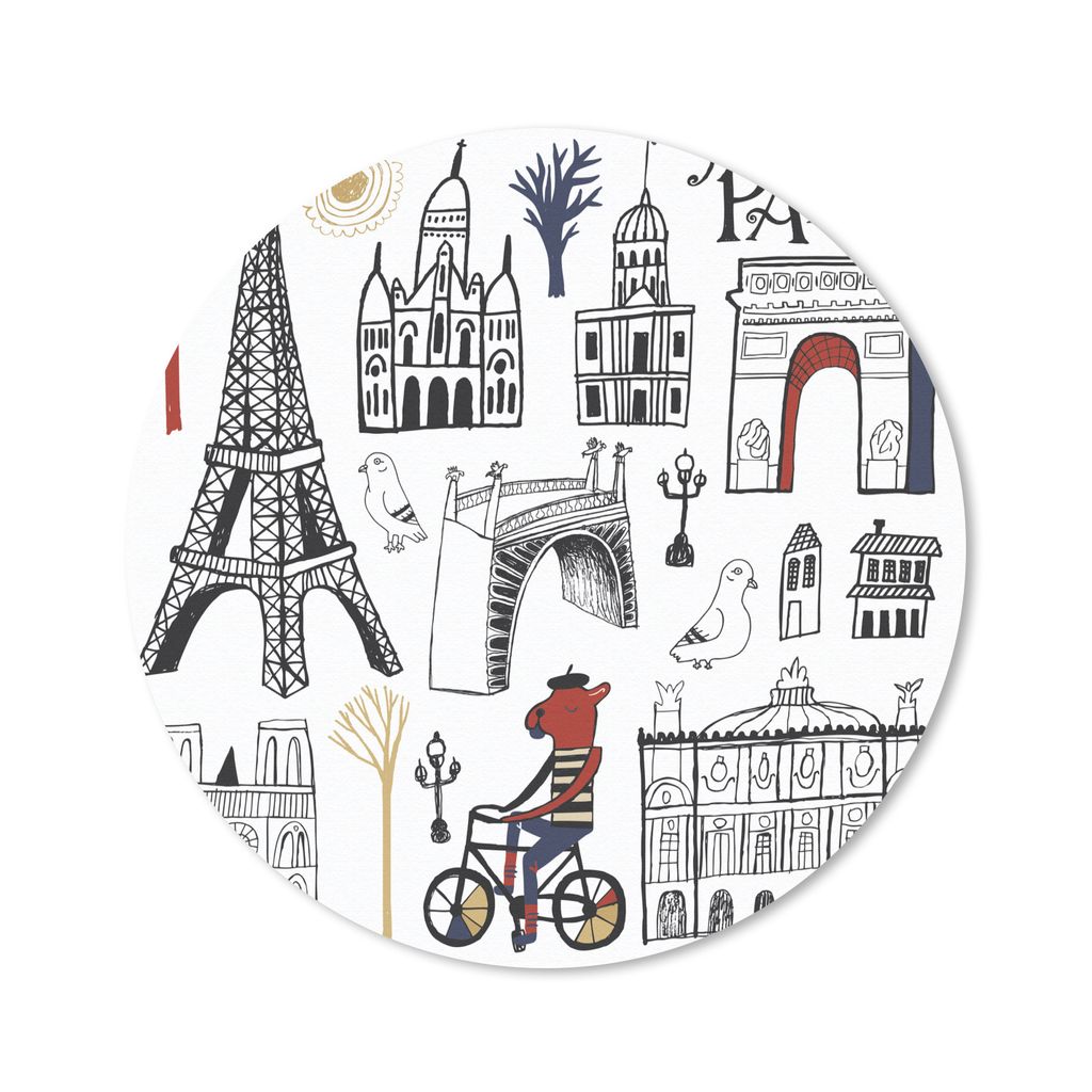MuchoWow Mauspad Mousepad Paris - Eiffelturm - Zeichnung 50x50 cm - Mousepads - Maus Mat - Pad - Mausunterlage - Vinyl