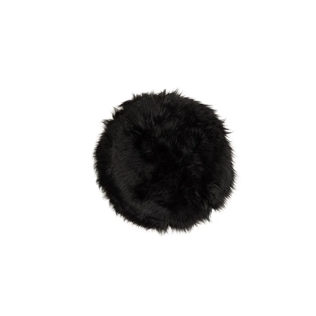 Katy Panier pour Chat en Fourrure Synthétique Noire Ø34cm Design Chic