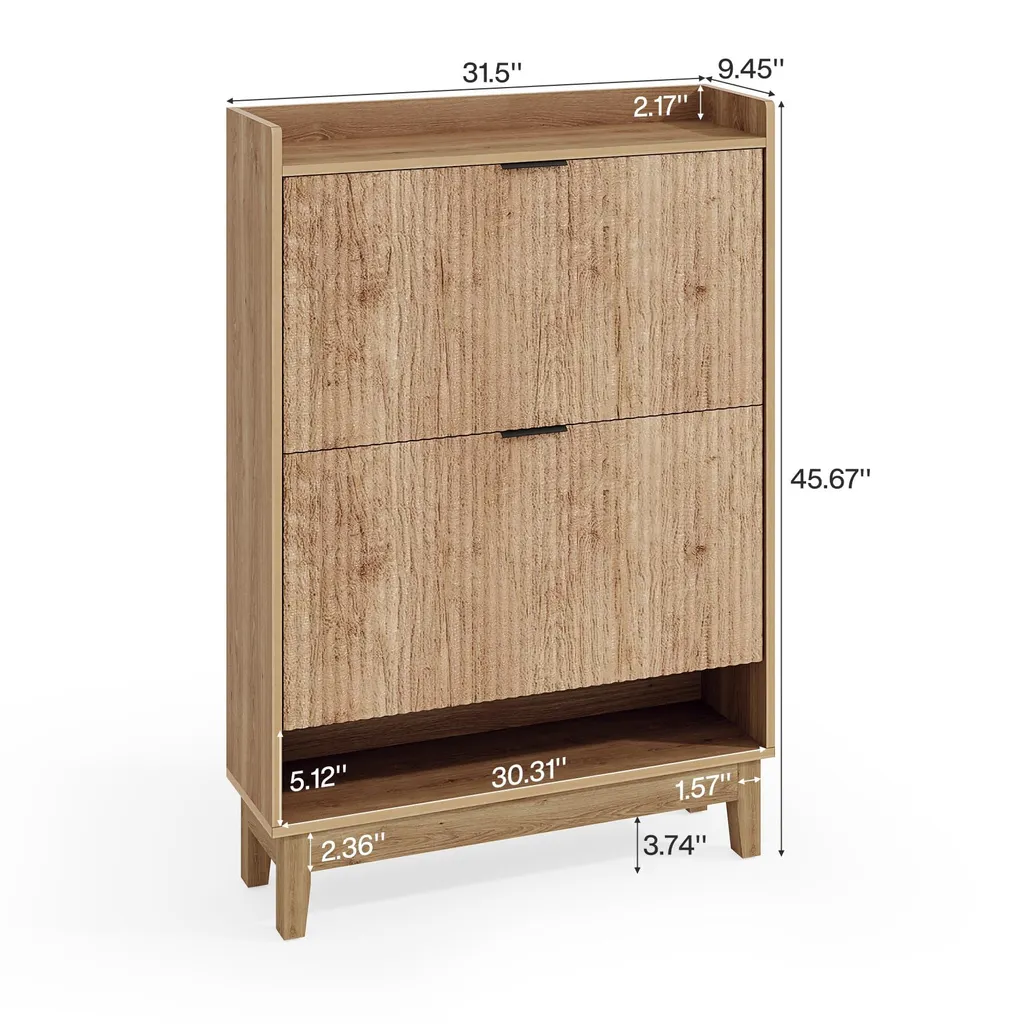 Tribesigns Armoire à Chaussures avec 2 Tiroirs Rabattables, Haut 115cm